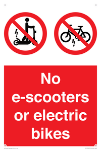 No e-scooters or electric bikes